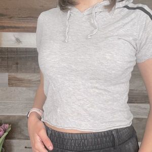 Grey Hooded Crop Top
